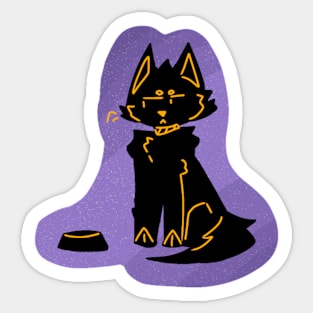 Hungry Black Cat Sticker